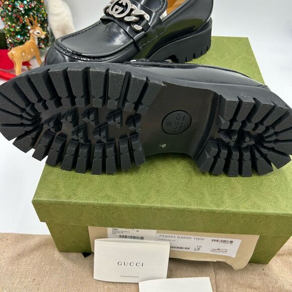 Men’s Gucci interlocking G lug sole loafers size 10 made in Italy - Picture 8 of 9